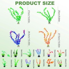Aquarium Plants 16P, Plastic Fish Tank Plants, Different Types Artificial Dec…