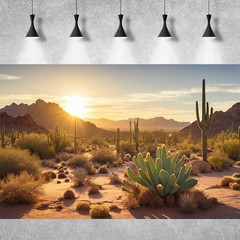 Reptile Habitat Background Sunset Desert Tank Decors Saguaro Cactus Arid Moun…