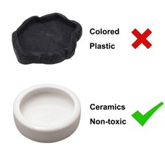 Ceramics Reptile Feeder Water Food Dish Feeding Bowl For Turtle Lizard