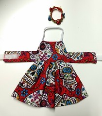 Bearded dragon Dress and flower crown, Red Sugar Skull