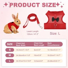 Rabbit Harness and Leash Small Pet Cute Vest Harness Leash L Red