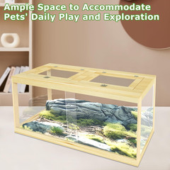 67 Gallon Reptile Tank, Lockable Sliding Door Bearded Dragon Tank, Snake Tank wi