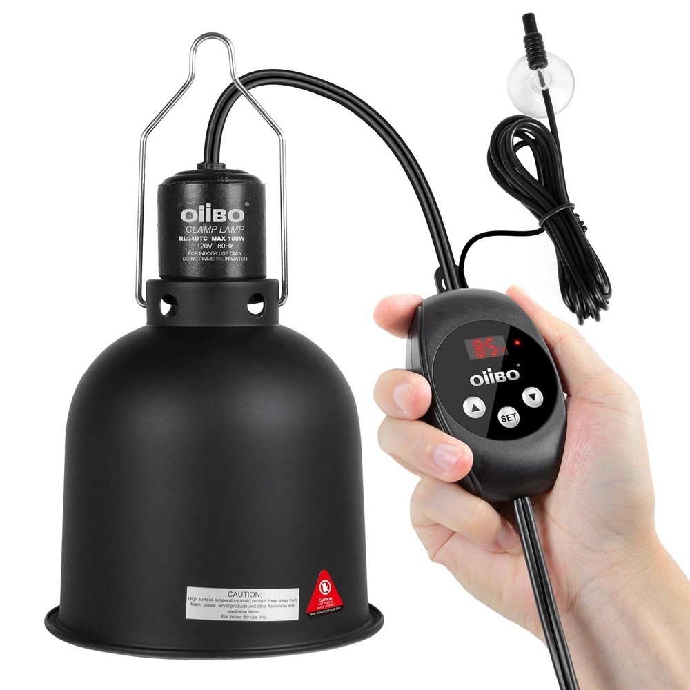 Oiibo Reptile Light Fixture with Dimming Thermostat, 5.5 Inch Deep Dome Lamp …