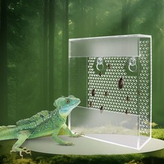 Transparent Acrylic Reptile Feeder Box, Wall-Mounted Insect Feeder with Sucti…