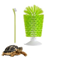 Turtle Brush with Suction Cup Tank Accessories for Green