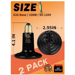 100W Reptile Heat Lamp with Ceramic Emitter