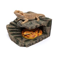 Extra Large Resin Reptile Cave Hideout, Rock-Style Basking Platform, Aquarium…