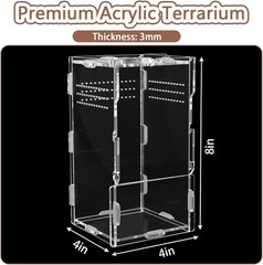 8x4x4in Vertical Acrylic Jumping Spider Enclosure – Transparent color