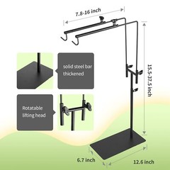 Reptile Dual Lamp Stand Metal Adjustable 15.5-37.5 Inch Lamp Holder Bracket L…