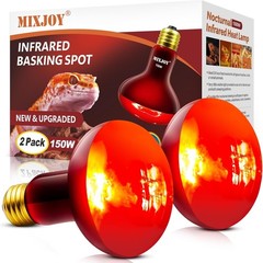 Durable 150W Infrared Heat Emitters – 2-Pack Red Heat Bulbs for Reptile Comfort
