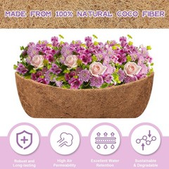 Riare 4 Pack 36 Inch Trough Coir Liners for Planters, Pre-Formed Coconut Coir…