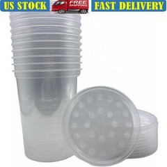 32 oz Deli Cup and Fabric Vented Insect Feeder lids, Pack of 10 cups and lids
