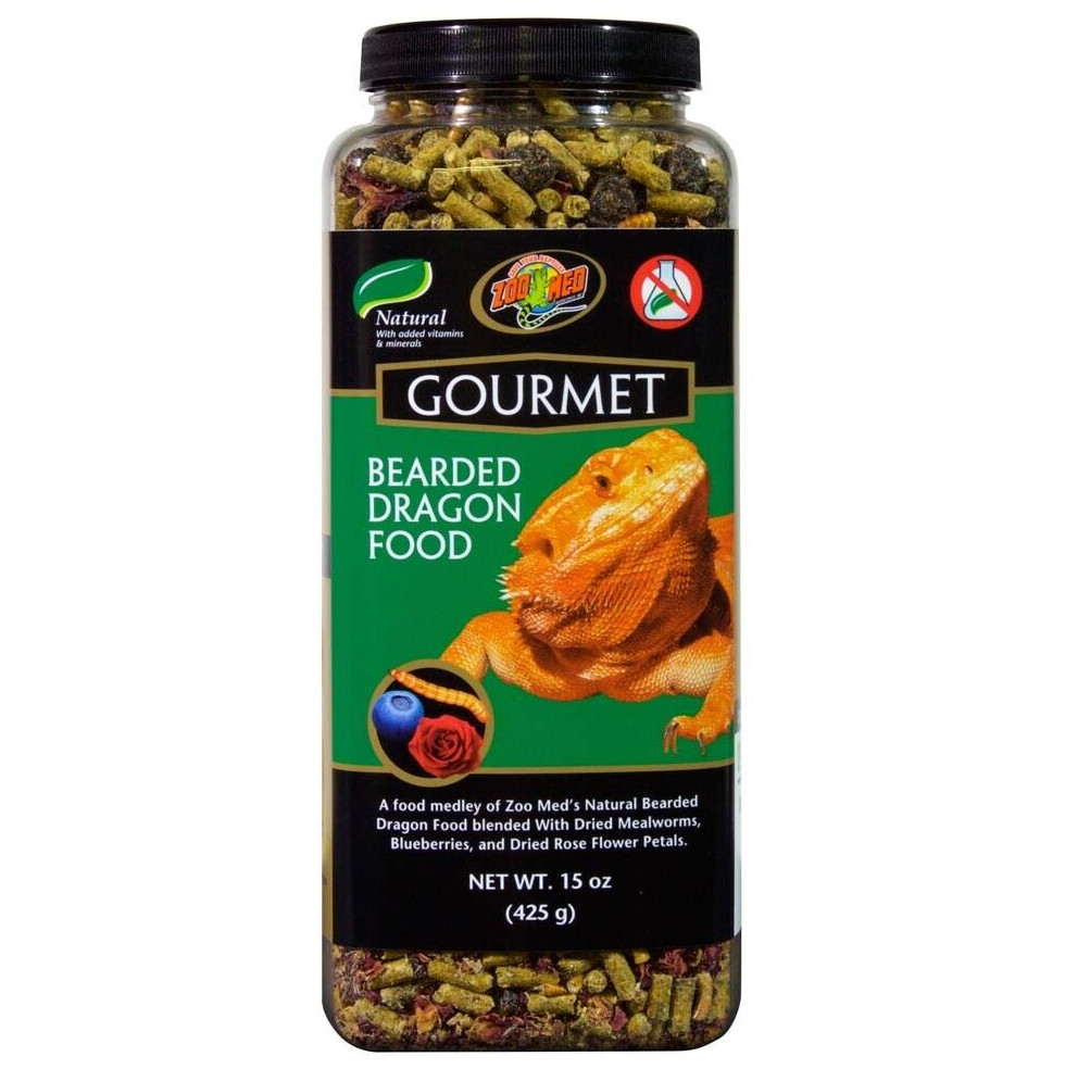 Zoo Med Natural Gourmet Bearded Dragon Food with Added Vitamins and Mineral 15oz