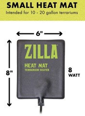Zilla Terrarium Heat Mat for Reptiles, Black, Small, 10-20 Gallon, 8 Watt New