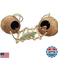 Gecko Coconut Shell Hut Reptile Hideout Home Nesting House Natural Habitat De