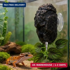 Reptile Water Dish with Dripper, Adjustable Wall-Mounted Water Bowl for Terrariu