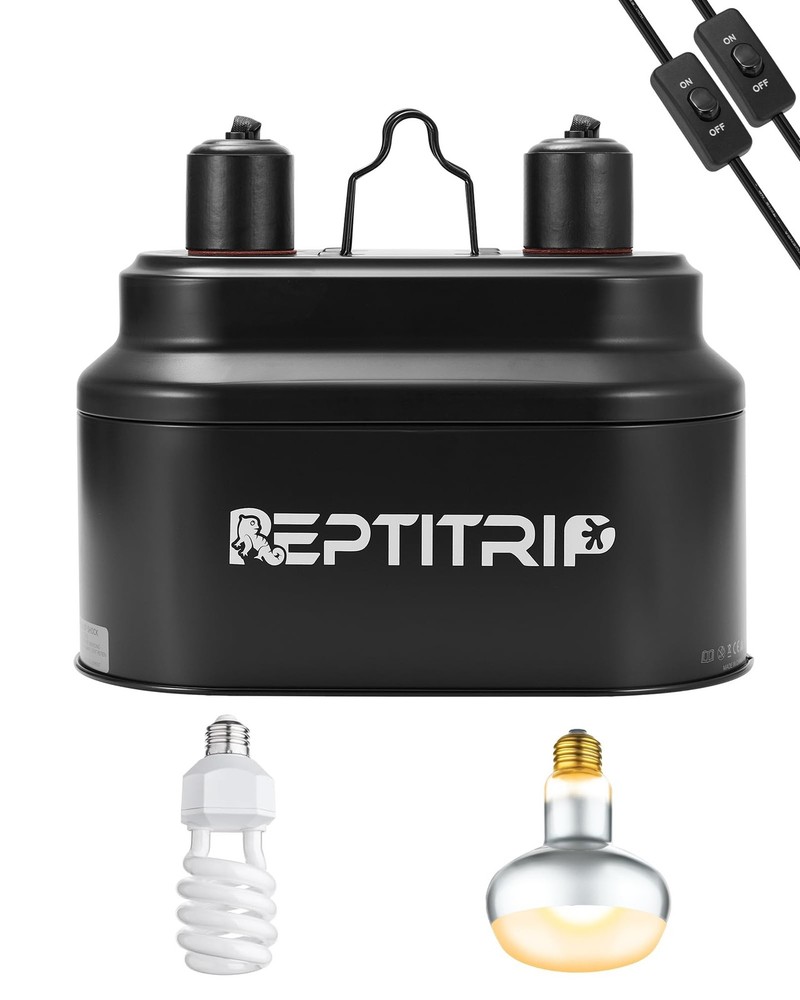 REPTITRIP Dual Reptile Light Fixture with 100W Daytime Heat & UVB 10.0 Reptil…
