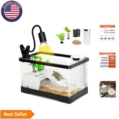 All In One Turtle Tank Kit – Complete 4.6 Gallon Habitat with UVB Lamp & Sile…