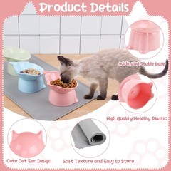 3 Pcs Elevated Cat Bowls 15°Raised Cat Food Bowl with Silicone Mat … Fast