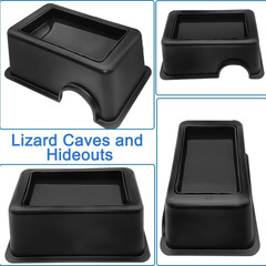 Reptile Hide Box Gecko Hideout Cave with Sink Humidifier Lizards