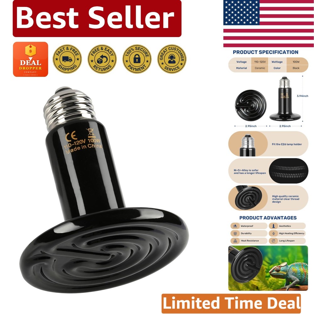 Long-Lasting 100W Heat Emitter for Terrarium & Poultry – No Light Emission