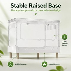 30Gal Clear Reptile Enclosure Foldable Reptile Habitat Cage W/Top Opening Window
