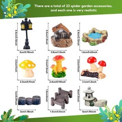 23 Pcs Fairy Garden Miniatures for Jumping Spider Habitat Accessories