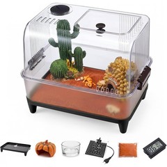 Acrylic Reptile Terrarium Tank Starter Kit Habitat w/ Heating Pad Geckos Lizard