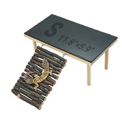 Bearded Dragon Basking Platform 11.8×5.9in Wooden Ramp Reptile Hideout