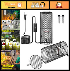 2Pack Reptile Heat Lamp Guard with 150W E26 Holder, Anti-Scald Mesh Cage, ON/OFF