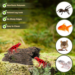 Reptile Hide, Fish Tank Accessories. Medium 10″ Hollow Log for Aquarium, Lizard