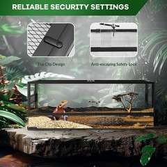 34/50/67 Gallon Reptile Tank ReptileTall Glass Terrarium Double Hinge Door