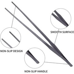 15inch Aquarium Tweezers Set Stainless Steel 2pcs Straight Curved Feeding Tongs