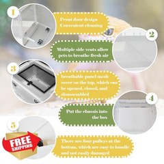 PINVNBY Reptile Feeding Box White Wheels