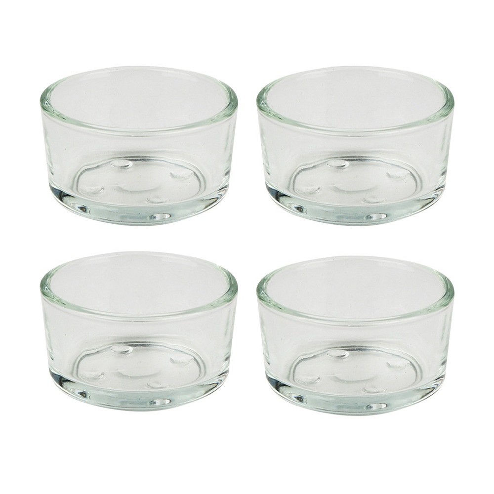 4Pcs Durable Glass Reptile Feeder Bowls Transparent Pet Food Water Dish
