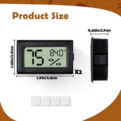 Reptile Thermometer & Humidity Gauge,2PCS Digital Hygrometer Adhesive Reptile