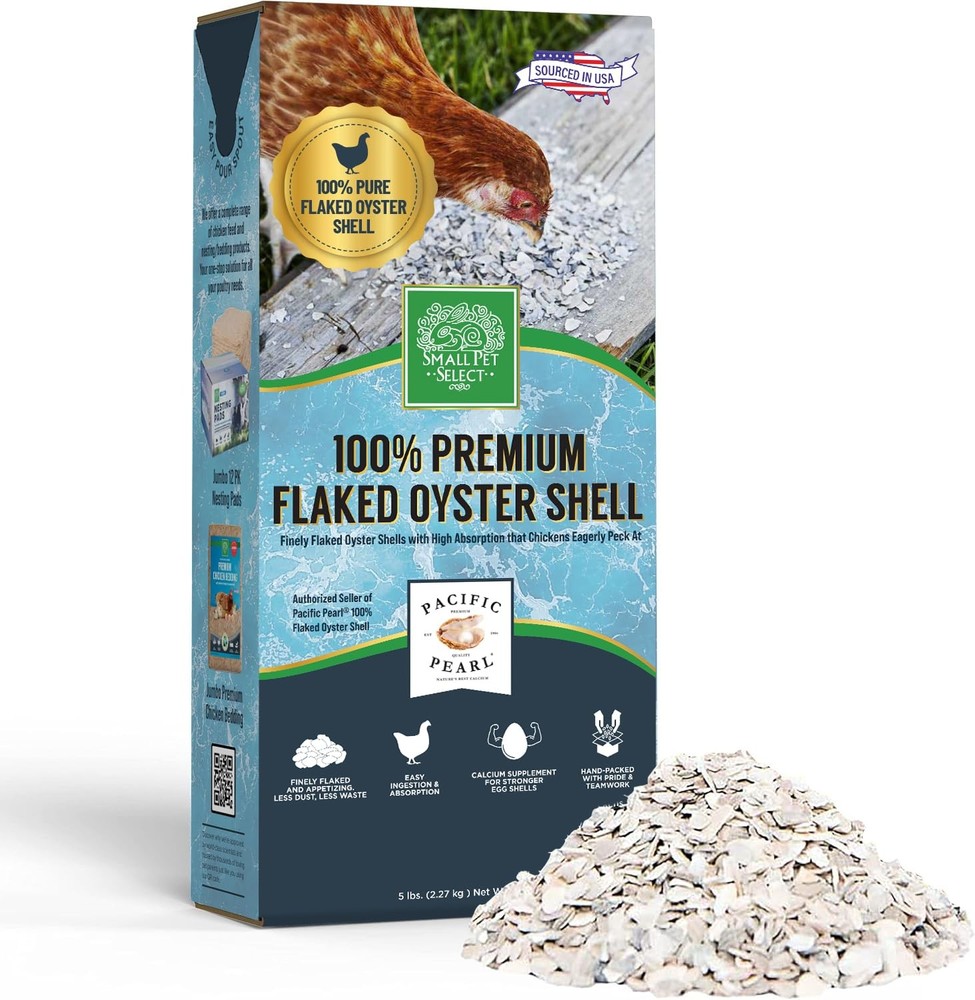 100% Flaked Oyster Shell 5 lb, Pacific Pearl, for Chickens and Ducks, Egg Lay…