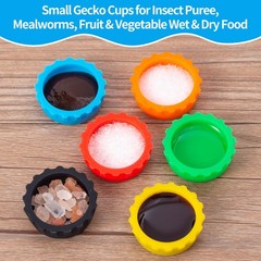 12 Pack Multicolor Silicone Gecko Feeding Bowls Small Reusable Cups
