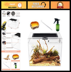 Mini Reptile Terrarium 12″x7″x9″ – Full View Tank for Iguanas, Tortoises, Frogs