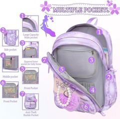 Alrisg Girls Backpack School Bag Kids 17 Inch Purple