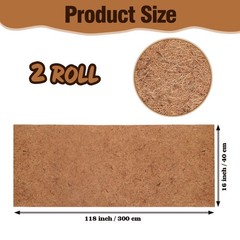 Sawysine 2 Rolls 16 x 118 Inch Coir Liner Roll Coconut Fiber Mat Natural Coco…
