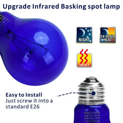 2 Pack AIICIOO 60W UVA Daytime Reptile Bulb Heating Lamp E26 – Blue