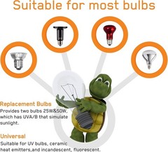 Reptile Heating & UVB Lamp with Dual E27 Bulbs, Dimmable, 360° Rotatable Clip