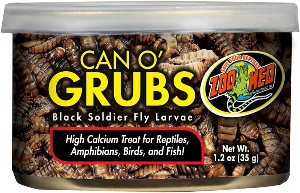 Zoo Med Can O Grubs Reptile Treat High Calcium Black Soldier Fly Larvae 1.2 oz