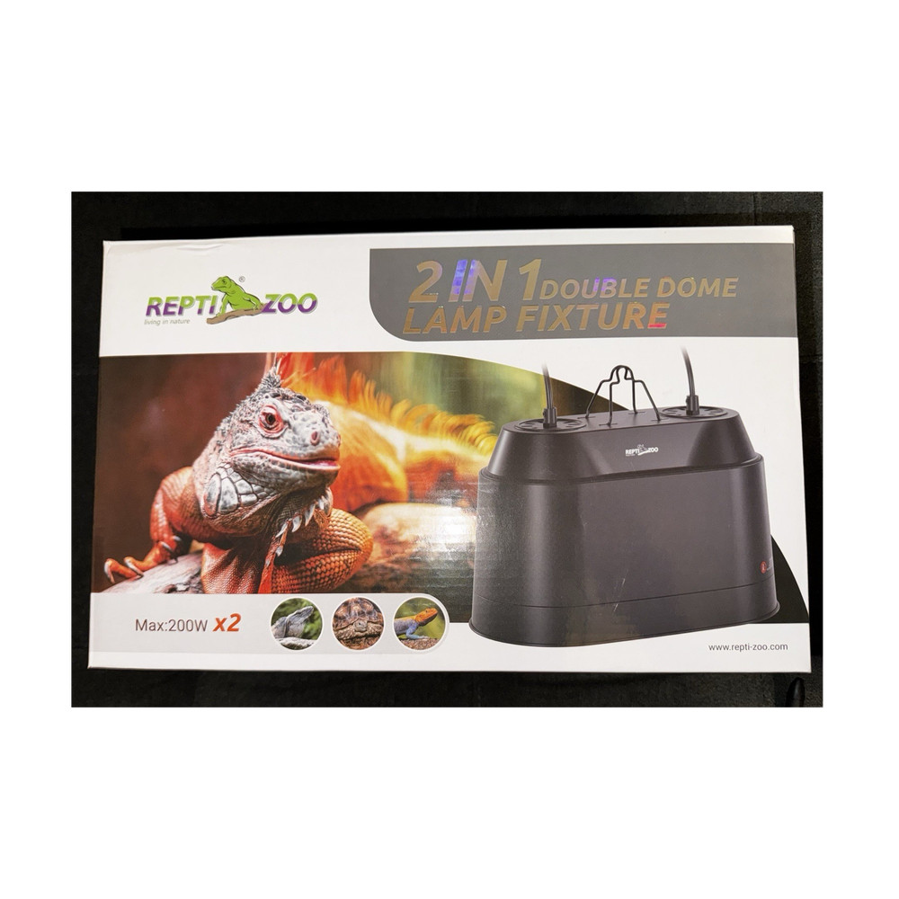 REPTI ZOO 2-in-1 Double Lamp Fixture, Dual 200W Max (2x)( W/Zilla/Reptisun bulb)