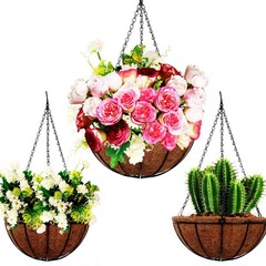 4 Pack 10 inch Metal Hanging Planters Basket with Coco Coir Liner Outdoor-Han…