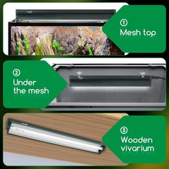 T8 Reptile Light Fixture Combo Kit 15W 18.3IN Green Fluorescent Tube 10.0 UVB Li