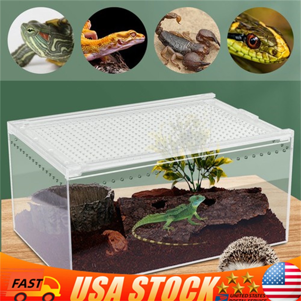 2.5 Gallon Magnetic Acrylic Large Enclosure Reptile Breeding Box Terrarium Cage