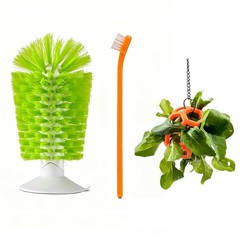 3 Pcs Turtle Tank , Turtle Brush with Suction Cup, Hanging Feeder with Chain,…