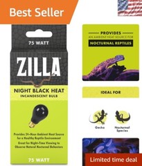 Incandescent Heat Bulb 75W Night Black for Optimal Reptile Habitat Lighting